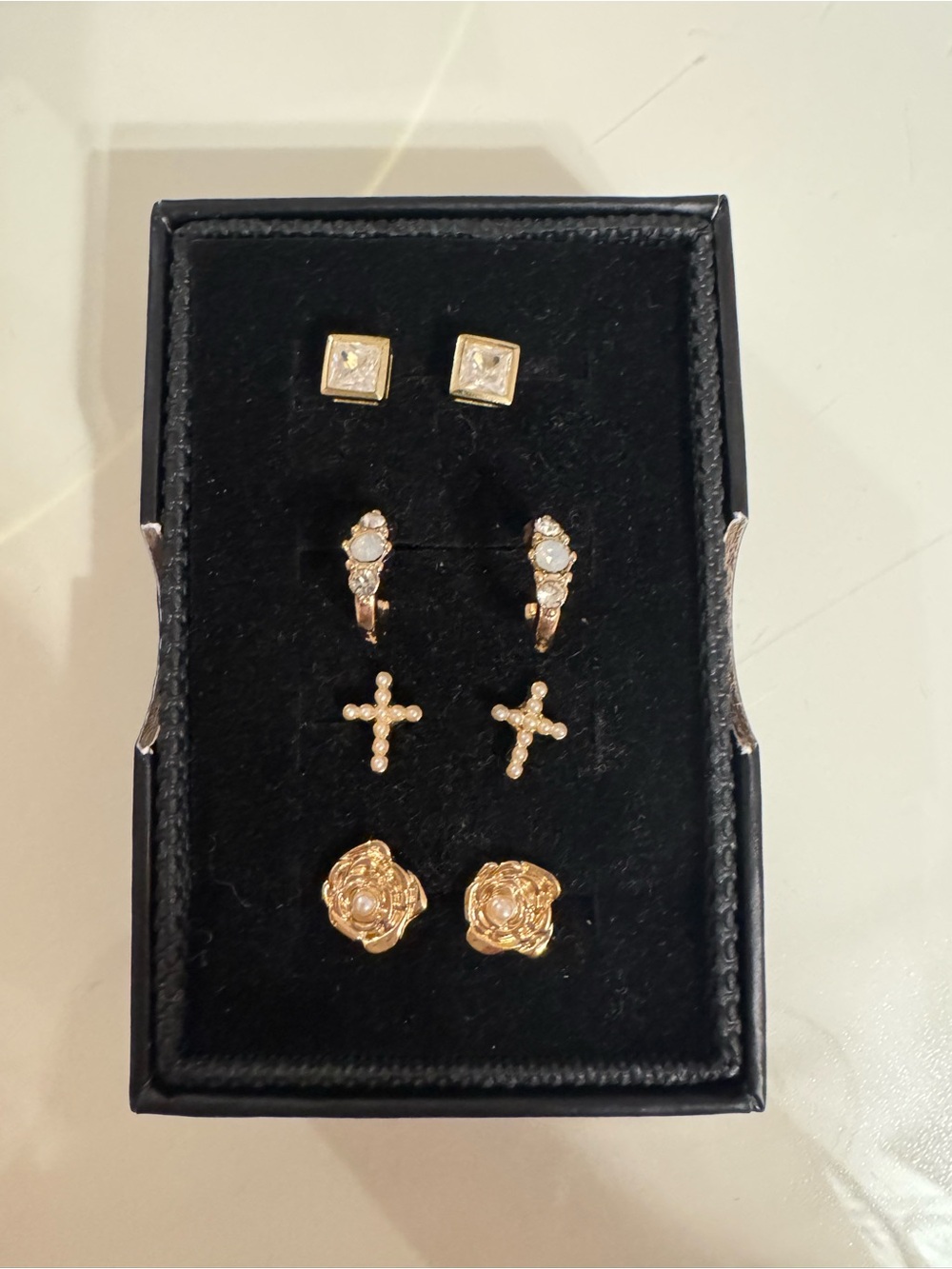 Gold-Tone Women's Earring Set - Pearl & Crystal Accents - Winners